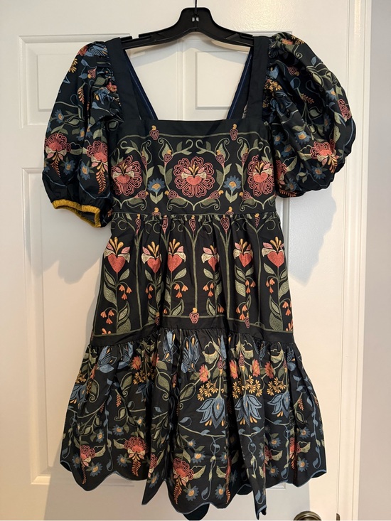 FARM Rio Dresses & Skirts - FARM Rio Stitched Garden Navy Mini Dress with Multicolor Floral Folk Embroidery